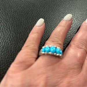 Sterling silver sleeping beauty turquoise stackable ring